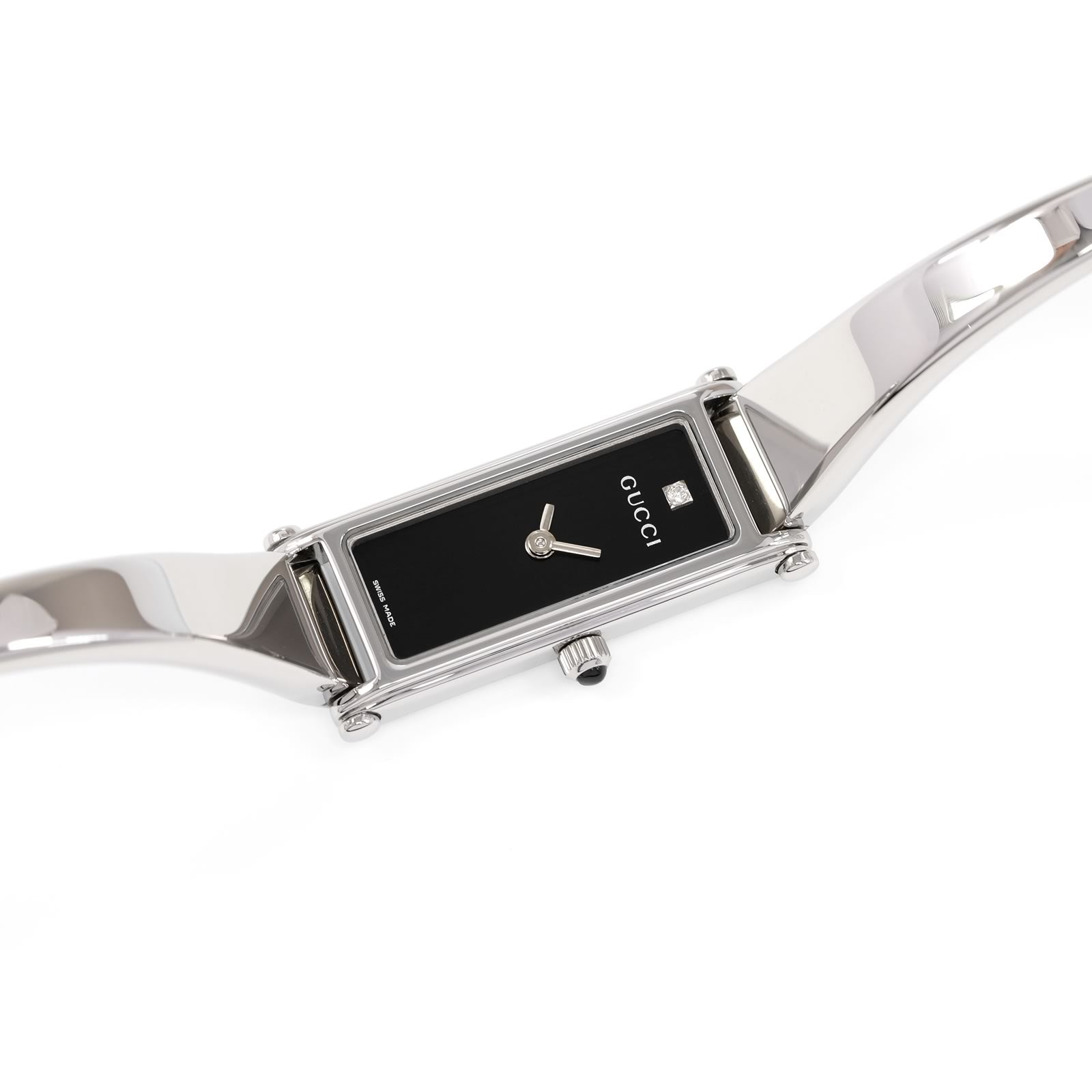 Gucci 1500L Black 1 Diamond Dial Stainless Steel Bangle Watch