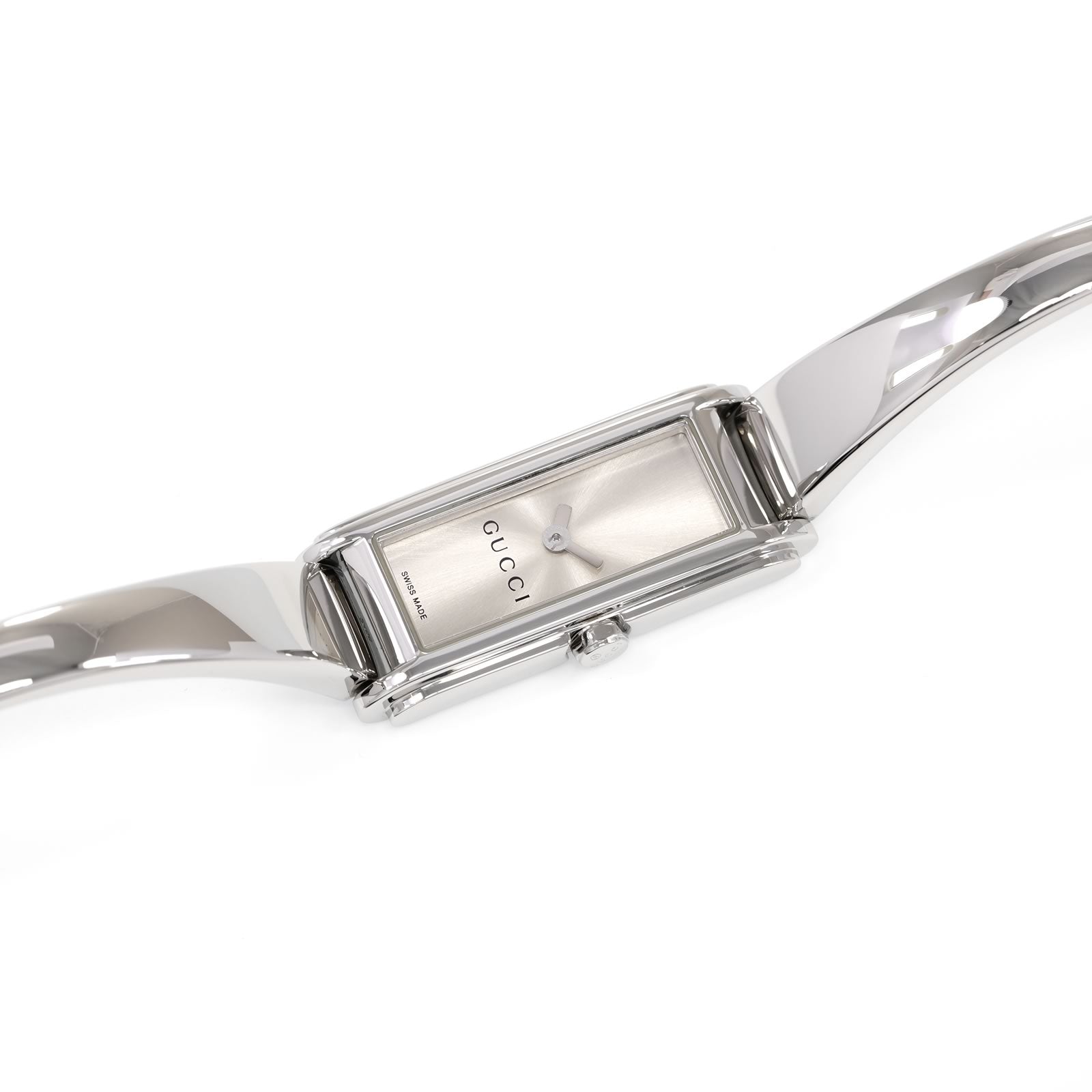 Gucci G-Line Silver Rectangular Dial Bangle watch YA109523