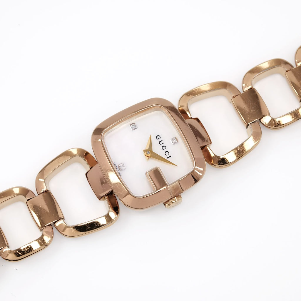 Gucci Rose Gold 125.5 White Mother of Pearl 3 Diamond Dial G-Gucci watch