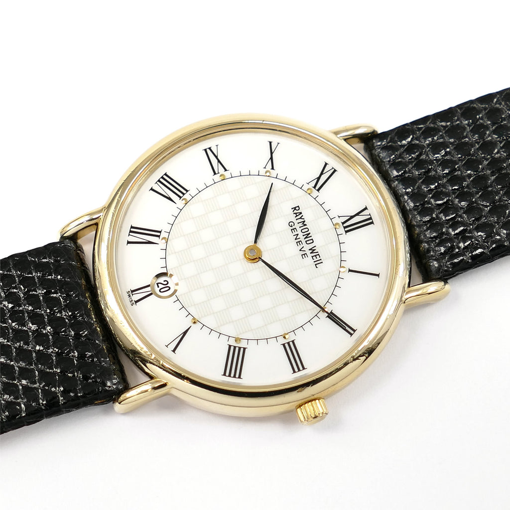 Raymond Weil Vintage 18k Gold Plated White Chequered Dial 9124-2