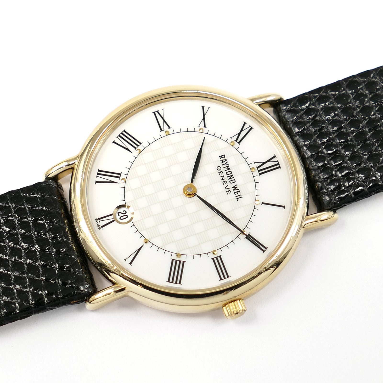 Raymond Weil Vintage 18k Gold Plated White Chequered Dial 9124-2