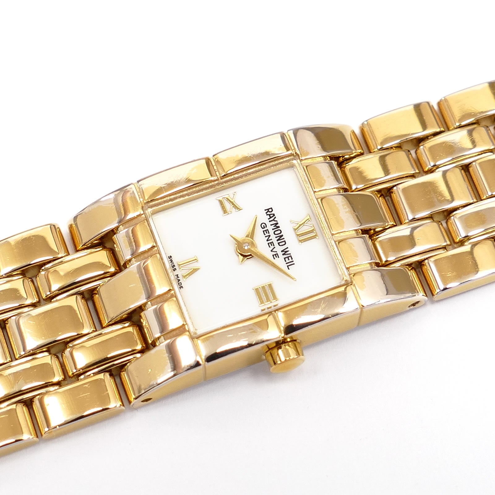 Raymond Weil Tema 5886 White Dial 18k Gold Plated rectangular