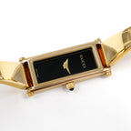 Gucci 1500L Black Dial 18k Gold Plated