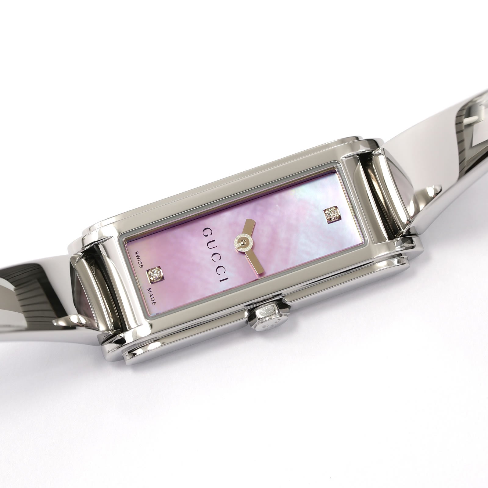 Gucci G-Line 109 Pink Mother of Pearl 2 Diamonds Ladies YA109520