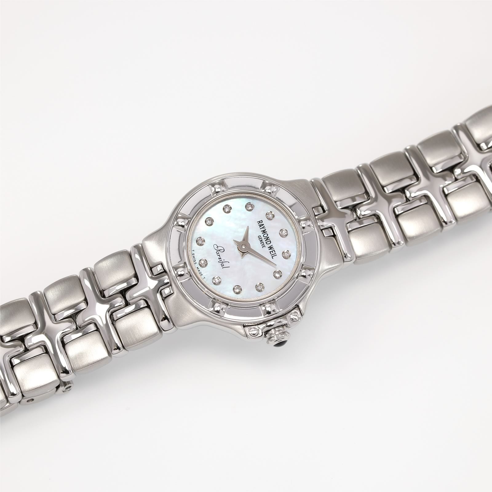 Raymond Weil Parsifal Ladies White Mother of Pearl watch with diamond markers 9691-ST-97081
