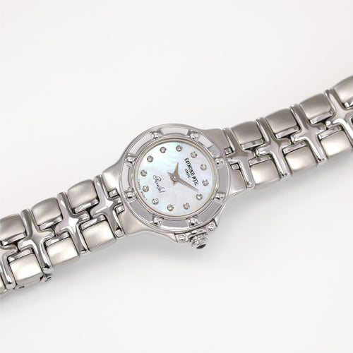 Raymond Weil Parsifal Ladies White Mother of Pearl watch with diamond markers 9691-ST-97081
