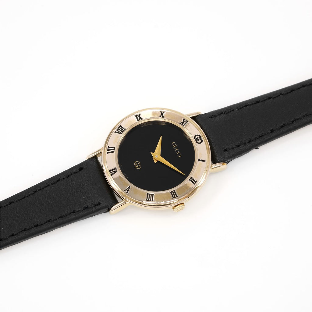 Gucci 3000L Black Dial 18k Gold Plated ladies watch vintage