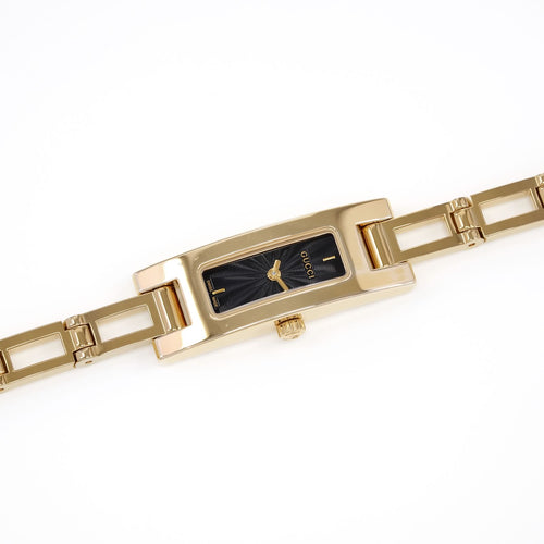 Gucci 3900L Black Guilloche Dial Rectangular All Gold ladies watch