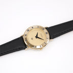 Gucci 3000L Ladies Champagne Dial 18k Gold Plated - Roman Numeral Bezel watch on leather