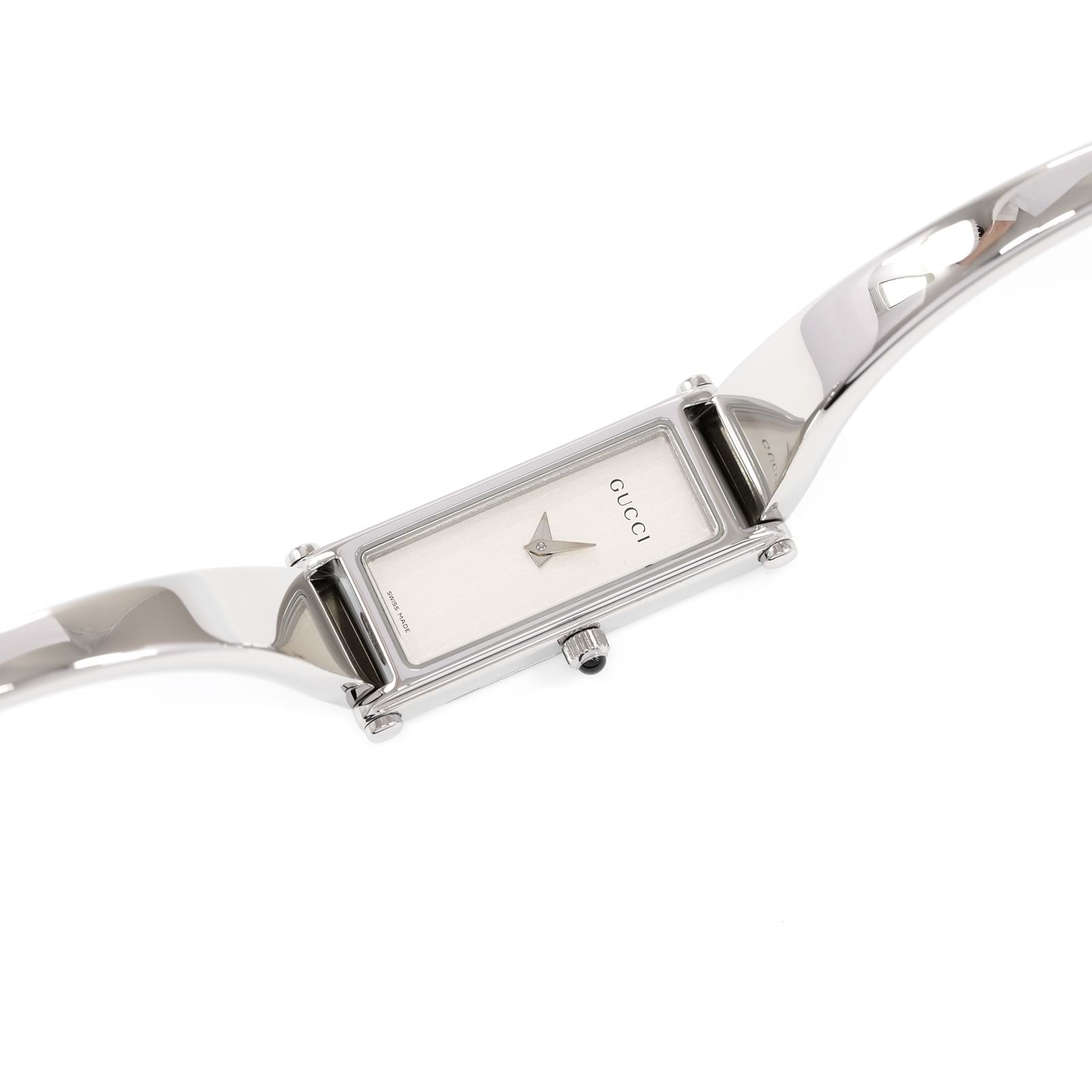 Gucci 1500L Ladies 12mm Silver Rectangular Dial on 16.5cm Bangle