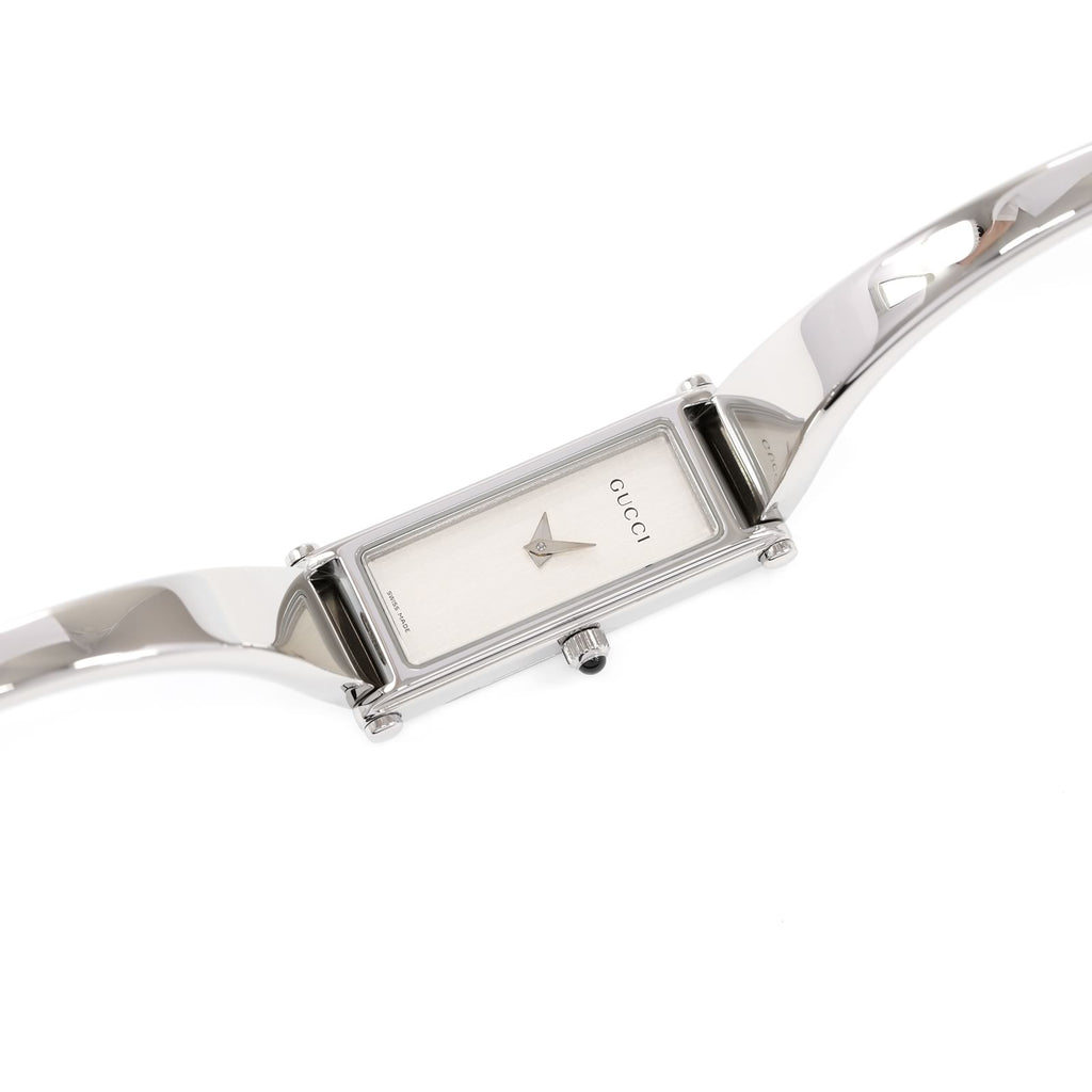 Gucci 1500L Silver Rectangular Dial Bangle watch