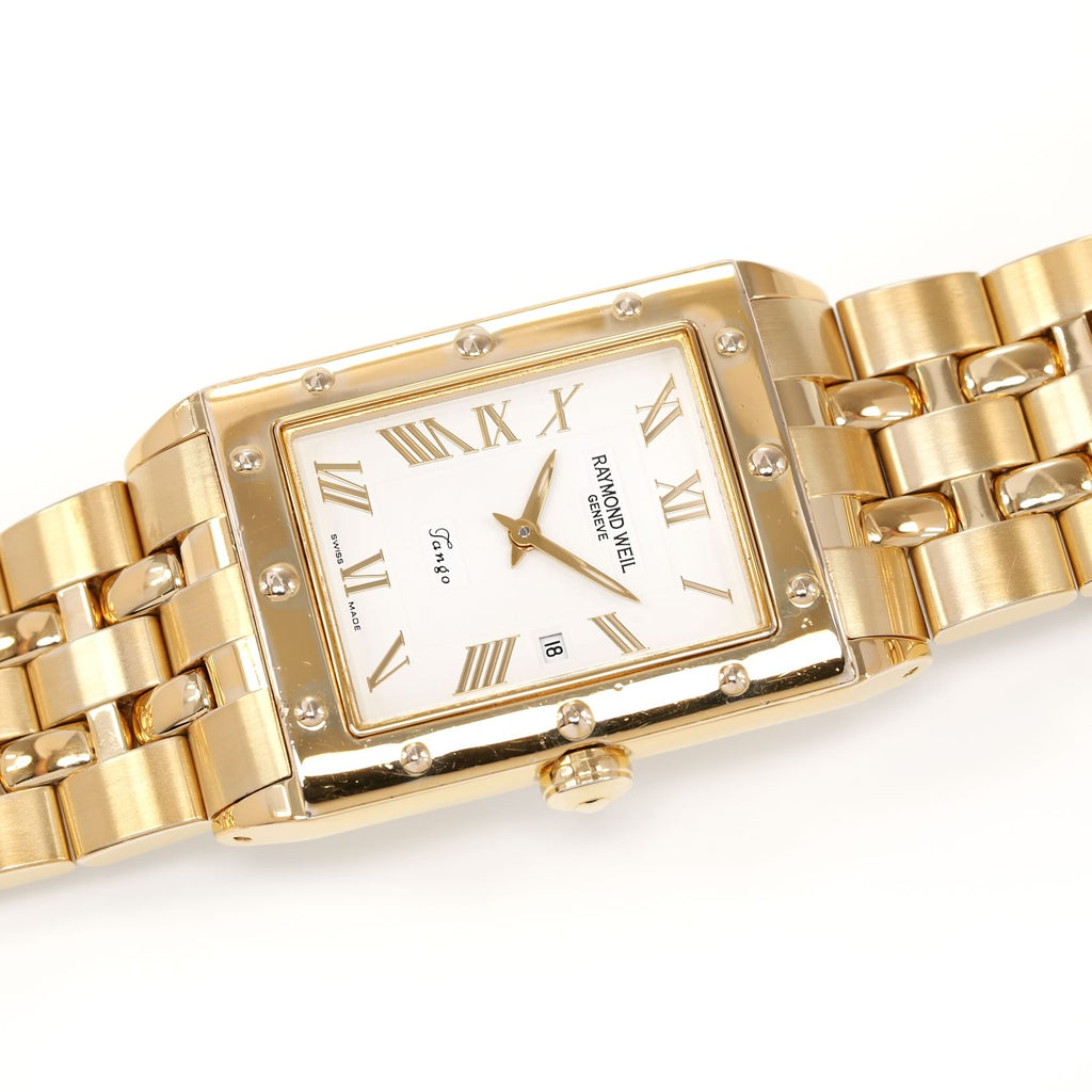 Raymond Weil Collection Tango White Rectangular Roman Numeral dial 18k Gold Plated 5381-P-00308