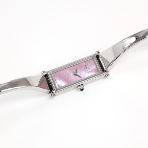 Gucci 1500L Ladies Pink Mother of Pearl rectangular bangle watch