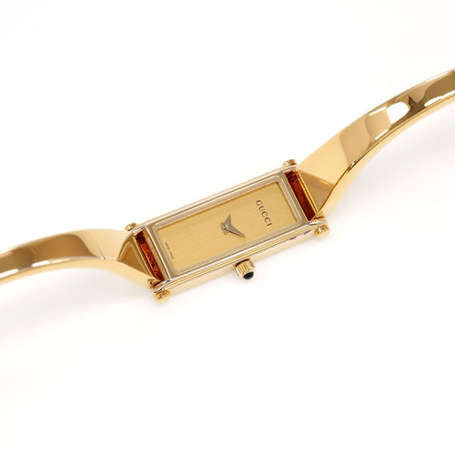 Gucci 1500L Ladies Champagne Dial 18k Gold Plated Rectangular Bangle watch