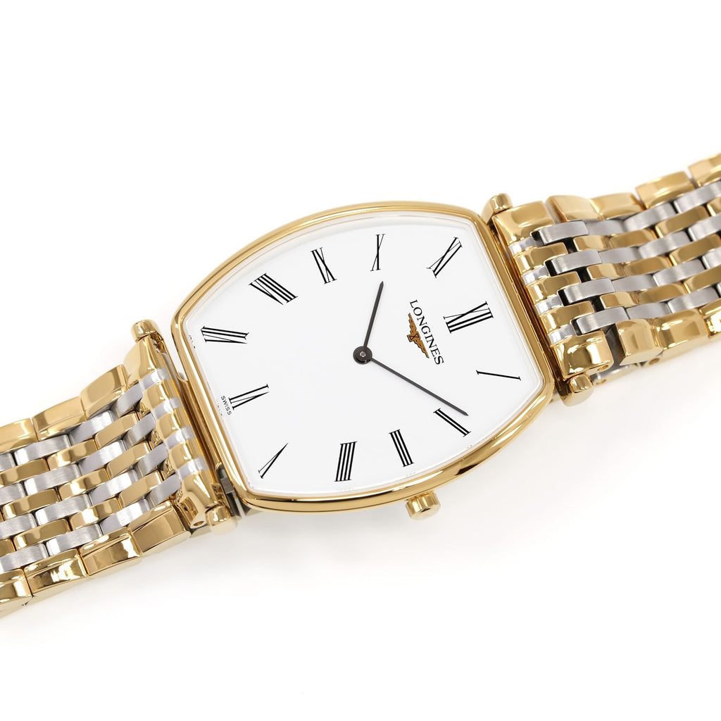 Longines La Grande Classique L4.705.2.11.7 White Roman Numeral Tonneau two tone watch