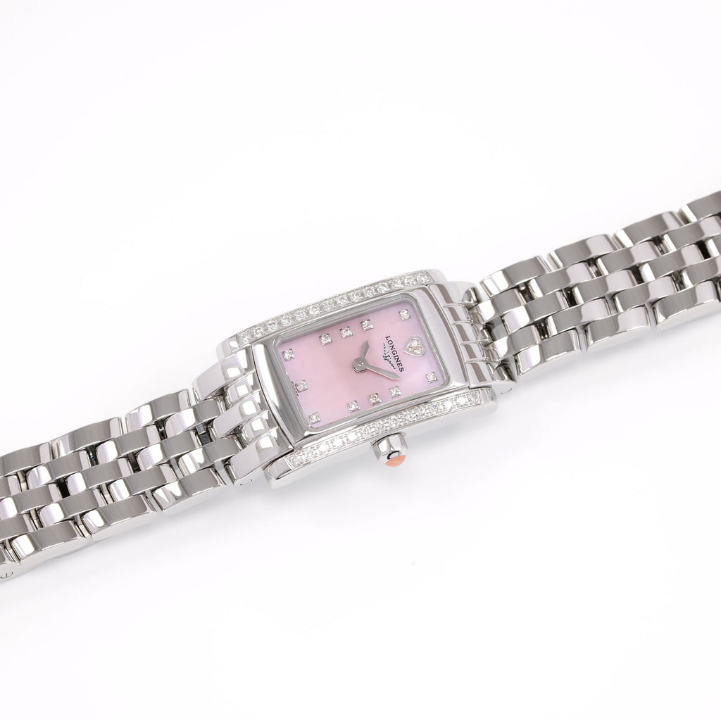 Longines DolceVita Pink Mother of Pearl 42 Diamonds rectangular watch L5.158.0.93.6