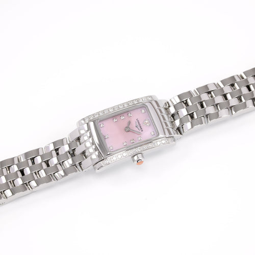 Longines DolceVita Pink Mother of Pearl 42 Diamonds rectangular watch L5.158.0.93.6