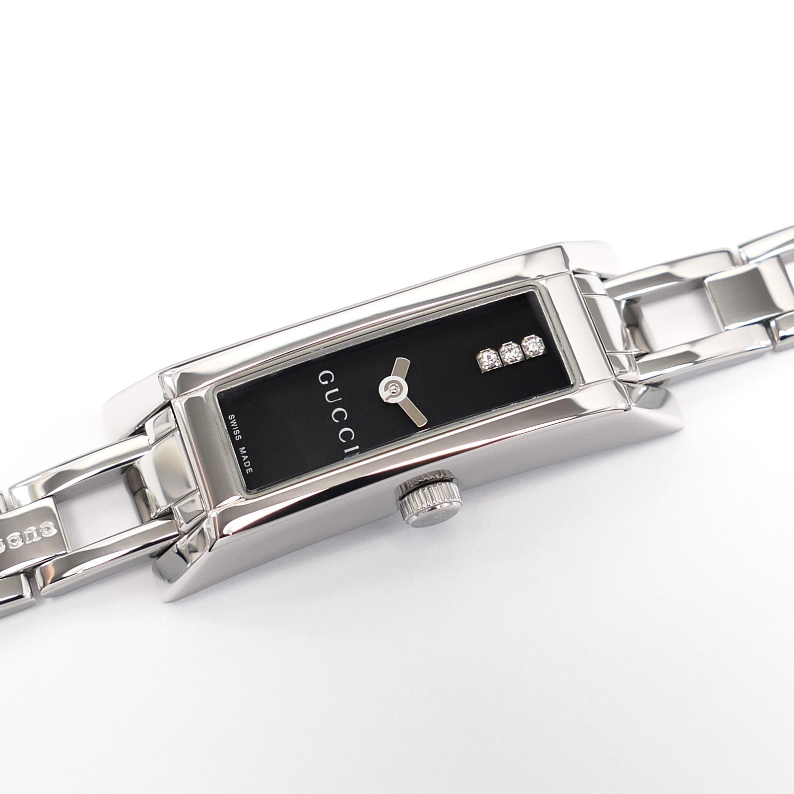 Gucci G-Link 110 Ladies 3 Diamond Black Dial