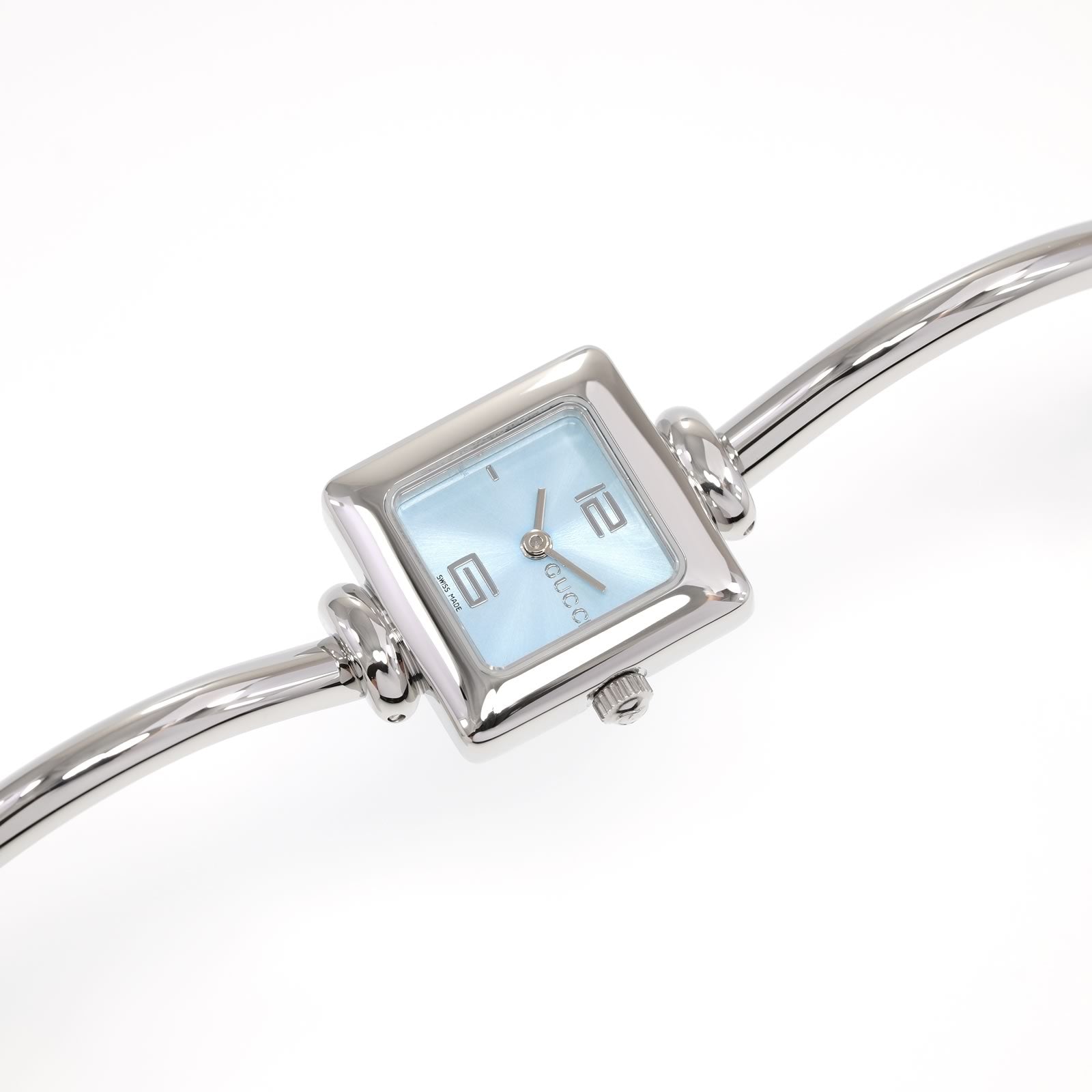 Gucci 1900L Ladies Blue Dial Square Watch on Bangle