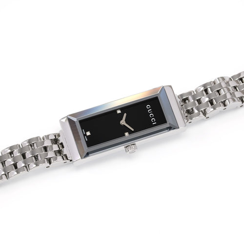 Gucci G-Frame Ladies Black Rectangular watch with 3 Diamonds YA127504