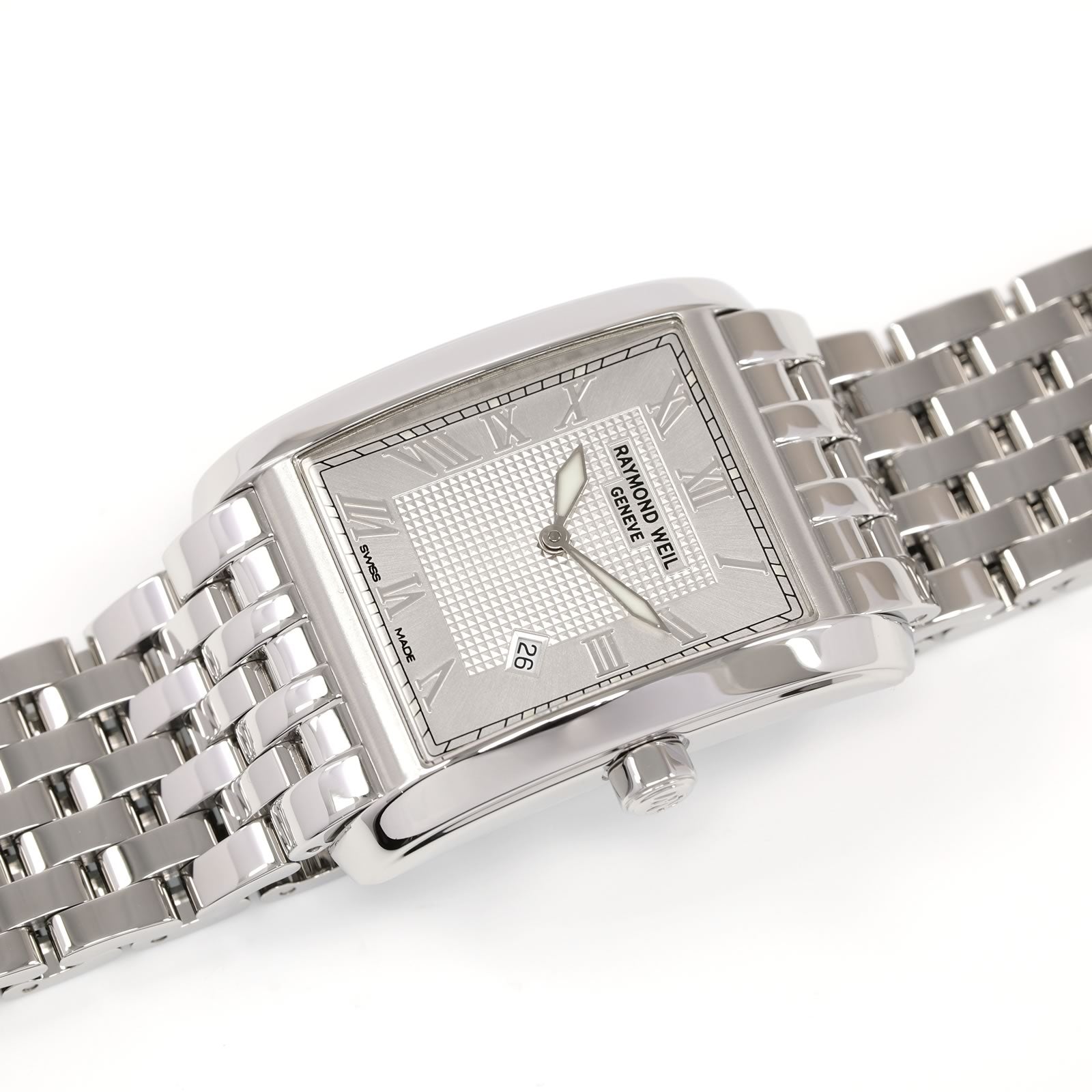 Raymond Weil Don Giovanni Men's Silver Roman Numeral Dial rectangular watch 9975-ST-00659