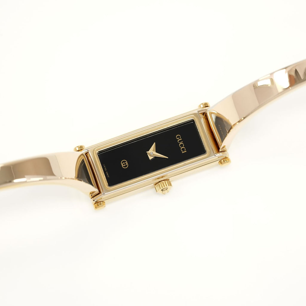 Gucci 1500L Black Dial Gold Plated