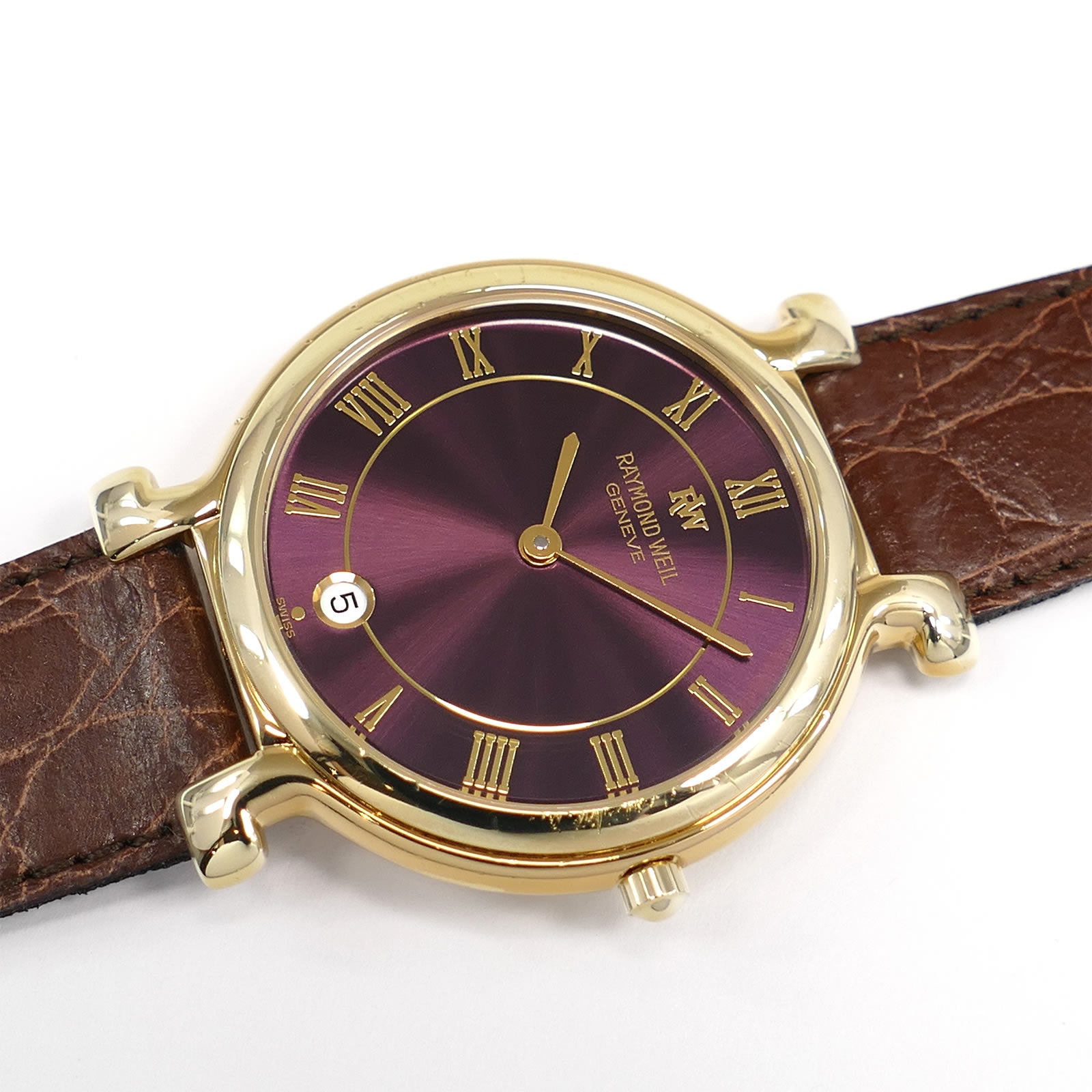 Raymond Weil 9136-2 Purple Sunburst Dial 18k Gold Plated