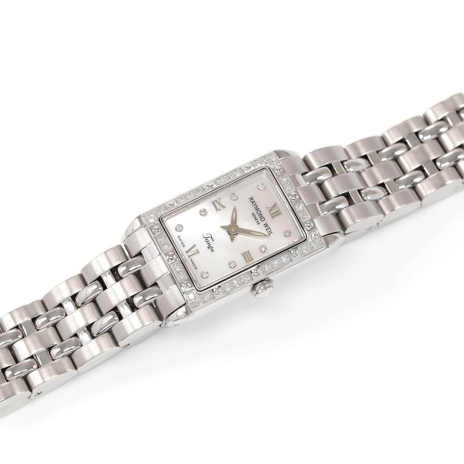 Raymond Weil Tango Ladies White Mother of Pearl & Diamond rectangular watch 5971-STS-00995
