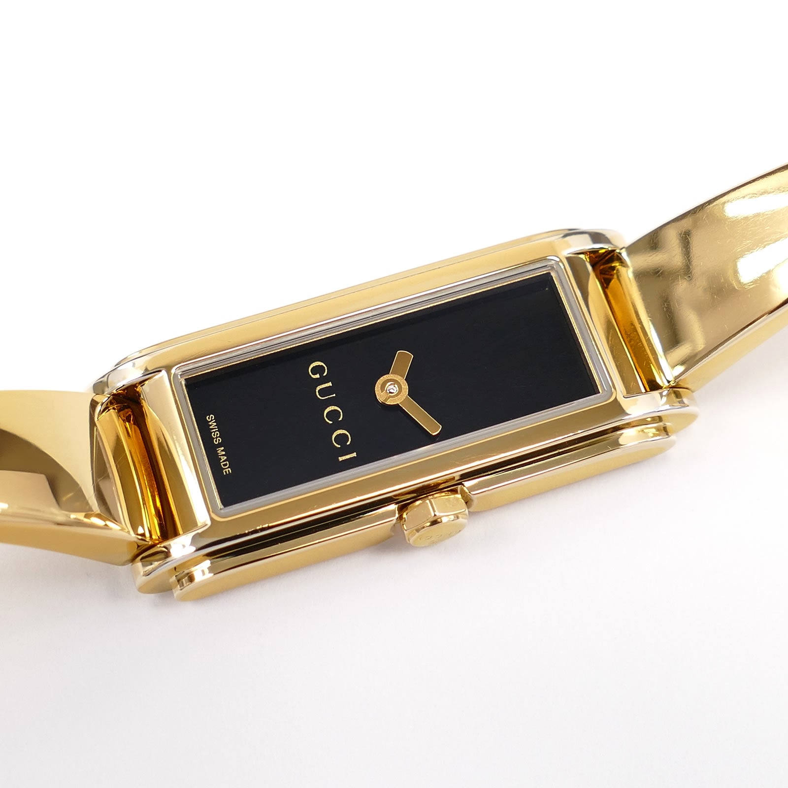 Gucci G-Line Black Dial 18k Gold Plated Bangle 109