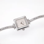 Gucci 1900L Ladies Silver Dial Square Watch on Bangle Stainless Steel