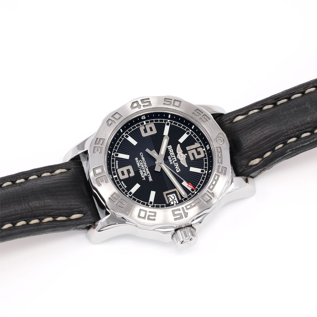 Breitling Colt 33 Ladies Black Dial A77387 watch with leather strap
