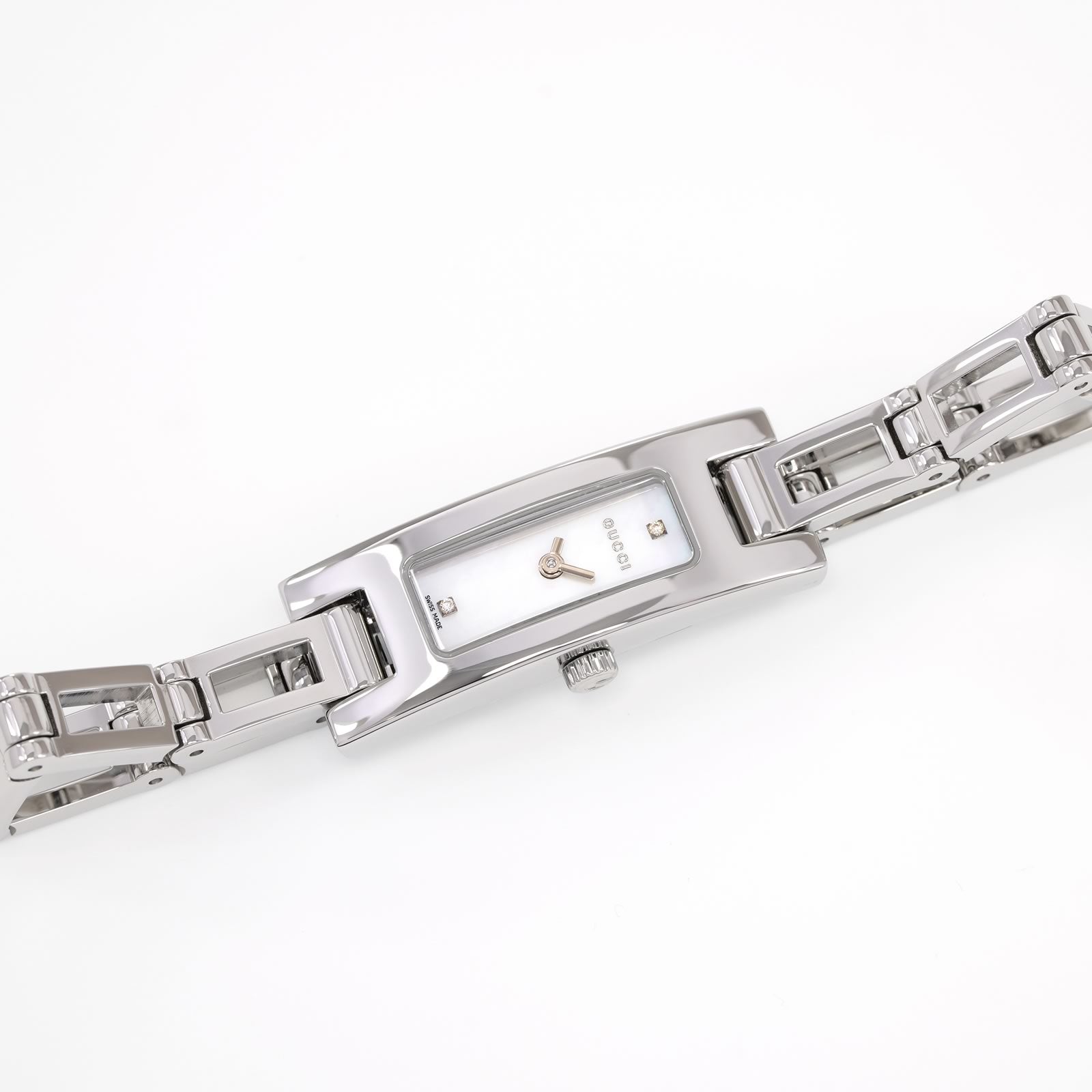 Gucci 3900L Ladies 12mm White Mother of Pearl & Diamonds Rectangular watch