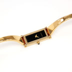 Gucci 1500L Ladies Black Rectangular Dial 18k Gold Plated Bangle watch