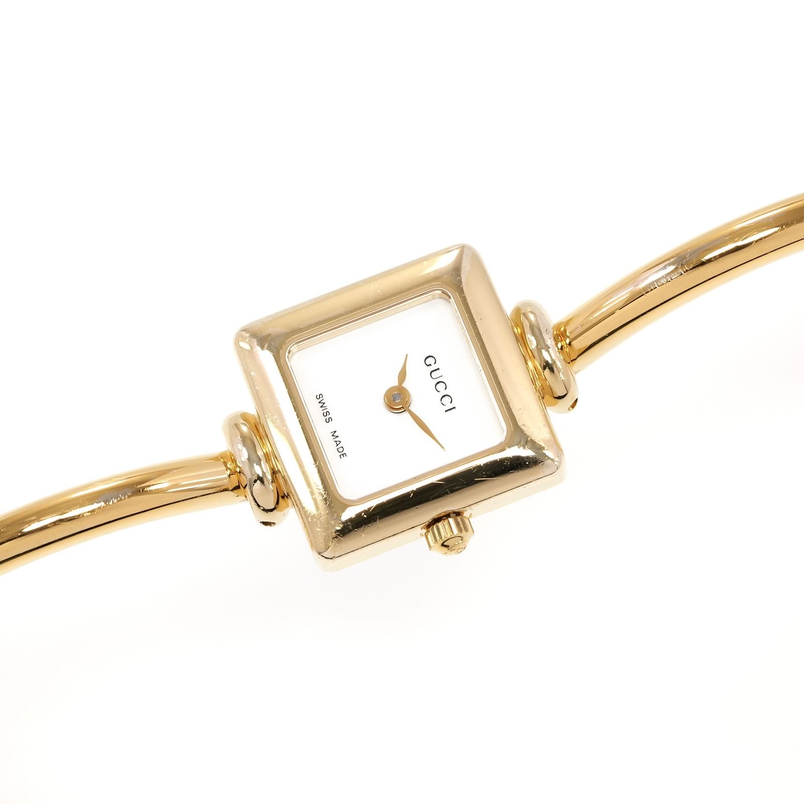 Gucci 1900L Ladies 19mm Square White Dial all 18k Gold Plated