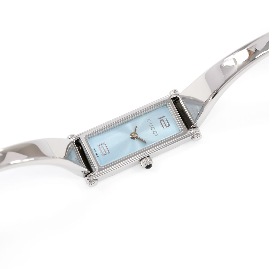 Gucci 1500L Blue Dial Rectangular Stainless Steel Bangle watch