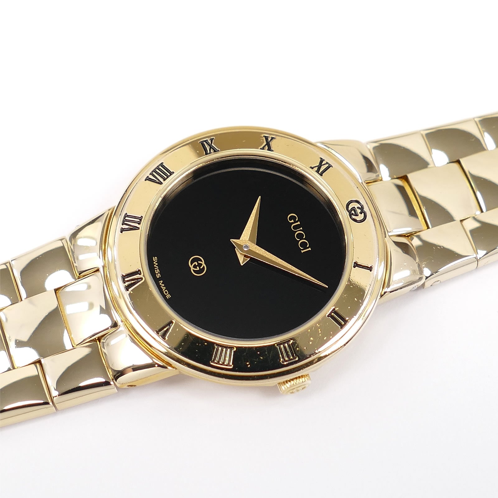 Gucci 3300L Black Dial 18k Gold Plated