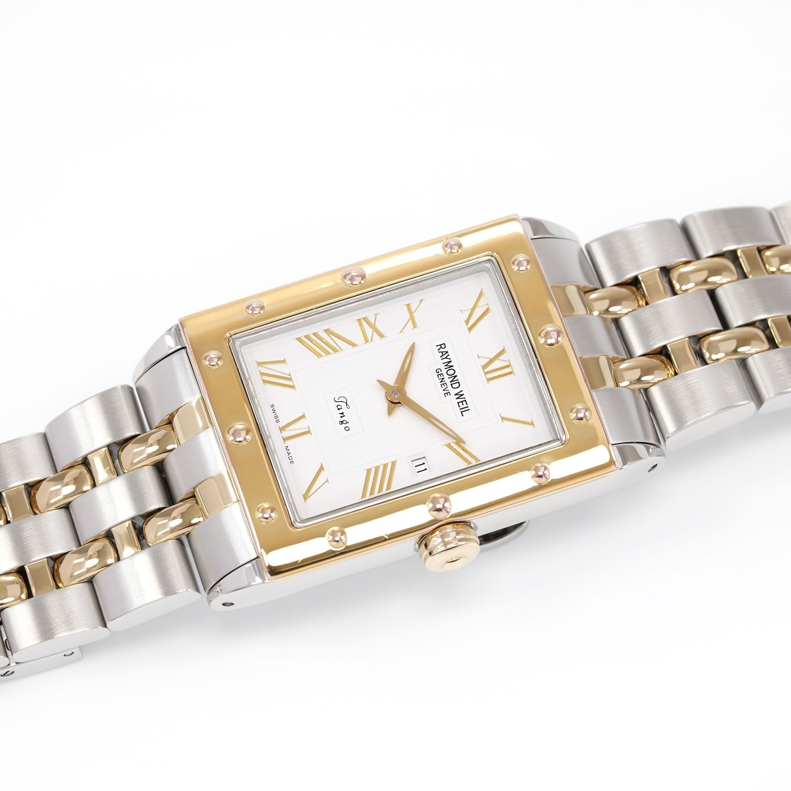 Raymond Weil Tango Men's White Dial 18k Gold Plated two tone watch 5381-STP-00308