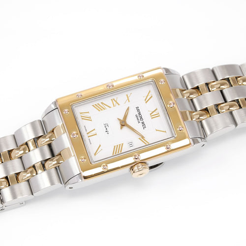 Raymond Weil Tango Men's White Dial 18k Gold Plated two tone watch 5381-STP-00308