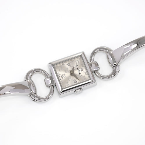 Gucci Tornabuoni Ladies Silver Square Dial watch with 4 Diamonds YA120508