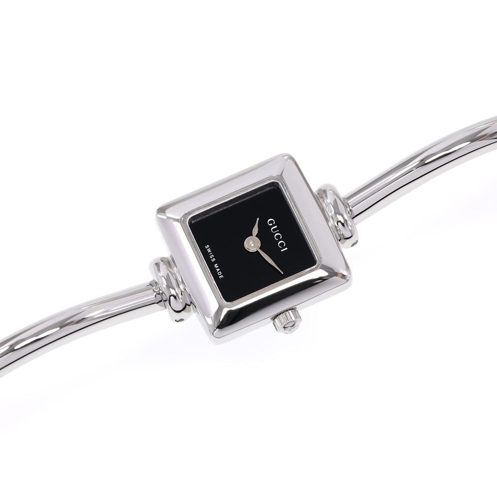 Gucci 1900L Ladies Black Dial Square Watch on Small Bangle