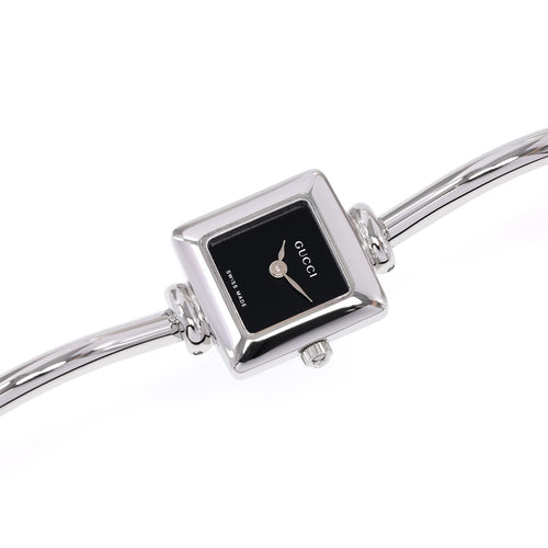 Gucci 1900L Ladies Black Dial Square Watch on Small Bangle