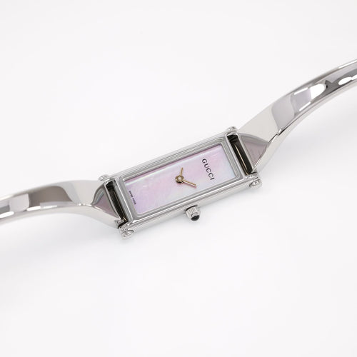 Gucci 1500L Ladies Pink Mother of Pearl Rectangular Bangle Watch