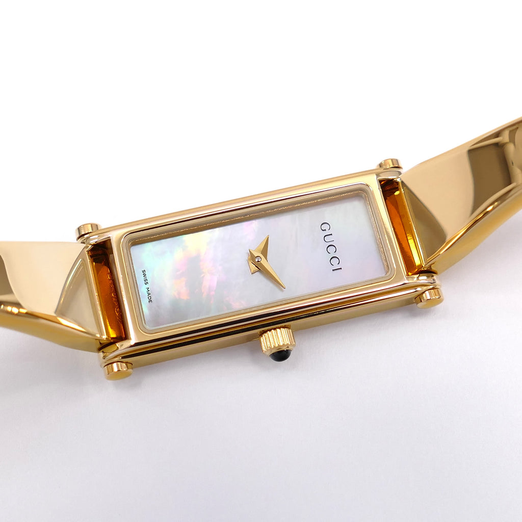Gucci 1500L White Rectangular Mother of Pearl Dial