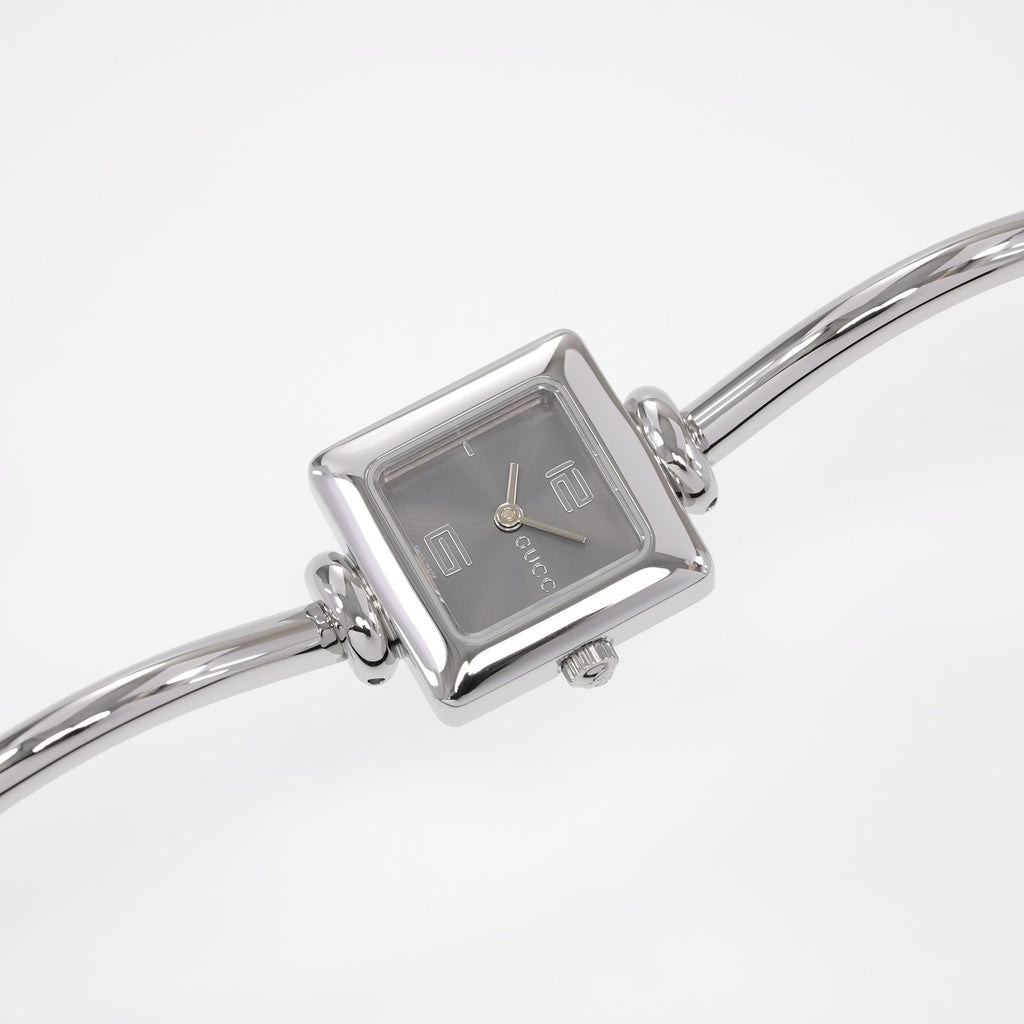 Gucci 1900L Ladies Grey Dial Square Watch on bangle