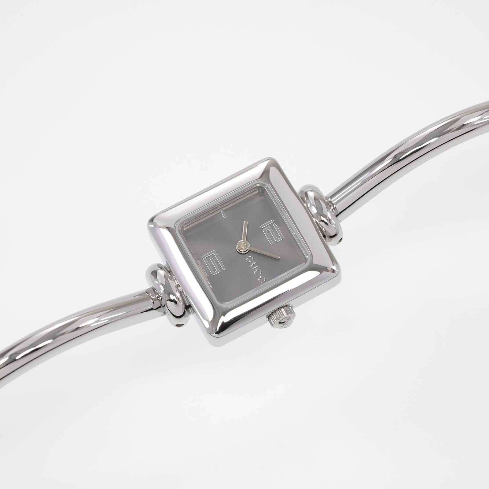 Gucci 1900L Ladies Grey Dial Square Watch on bangle