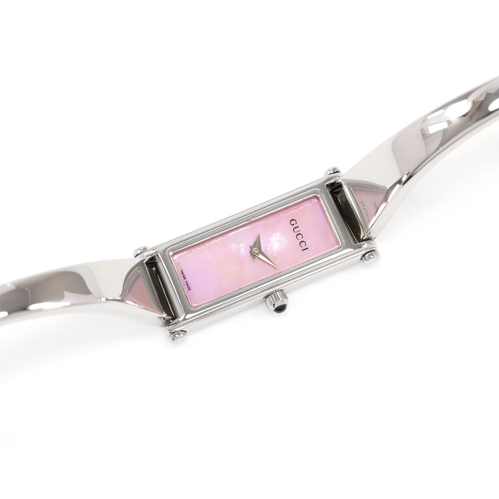 Gucci 1500L Pink Mother of Pearl Rectangular Dial on Bangle
