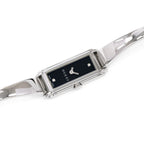 Gucci G-Line Black Dial with 2 Diamonds on stainless steel Bangle YA109518 ladies watch