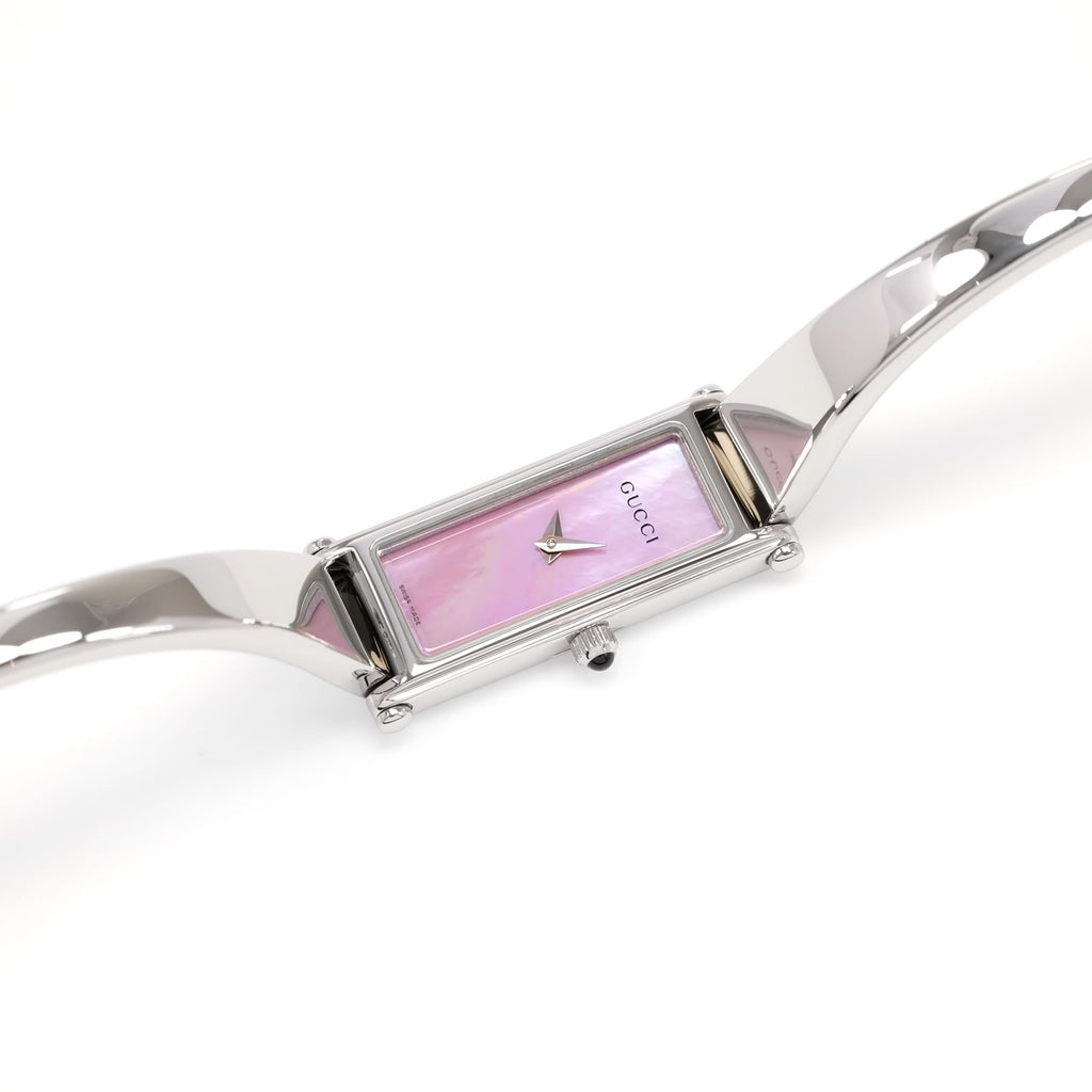 Gucci 1500L Pink Mother of Pearl Rectangular Bangle Ladies Watch