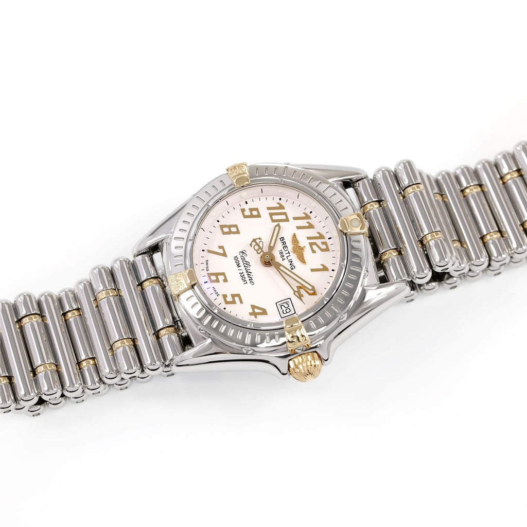 Breitling Callistino B52345 White / Pink Dial watch on Rouleaux Bracelet with 18k Gold