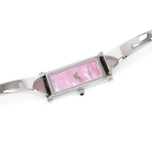 Gucci 1500L Pink Mother of Pearl Rectangular Bangle Watch stainless steel